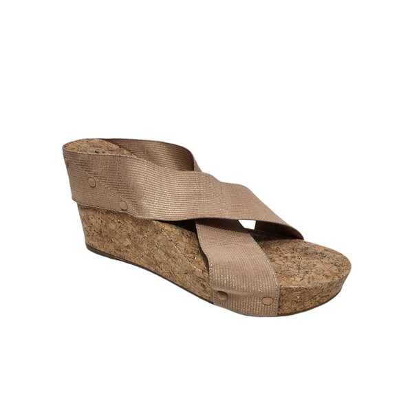 Lucky Brand Cork Wedge Sandals Size 10M/40 Crisscross Straps Comfortable Design - Picture 10 of 10